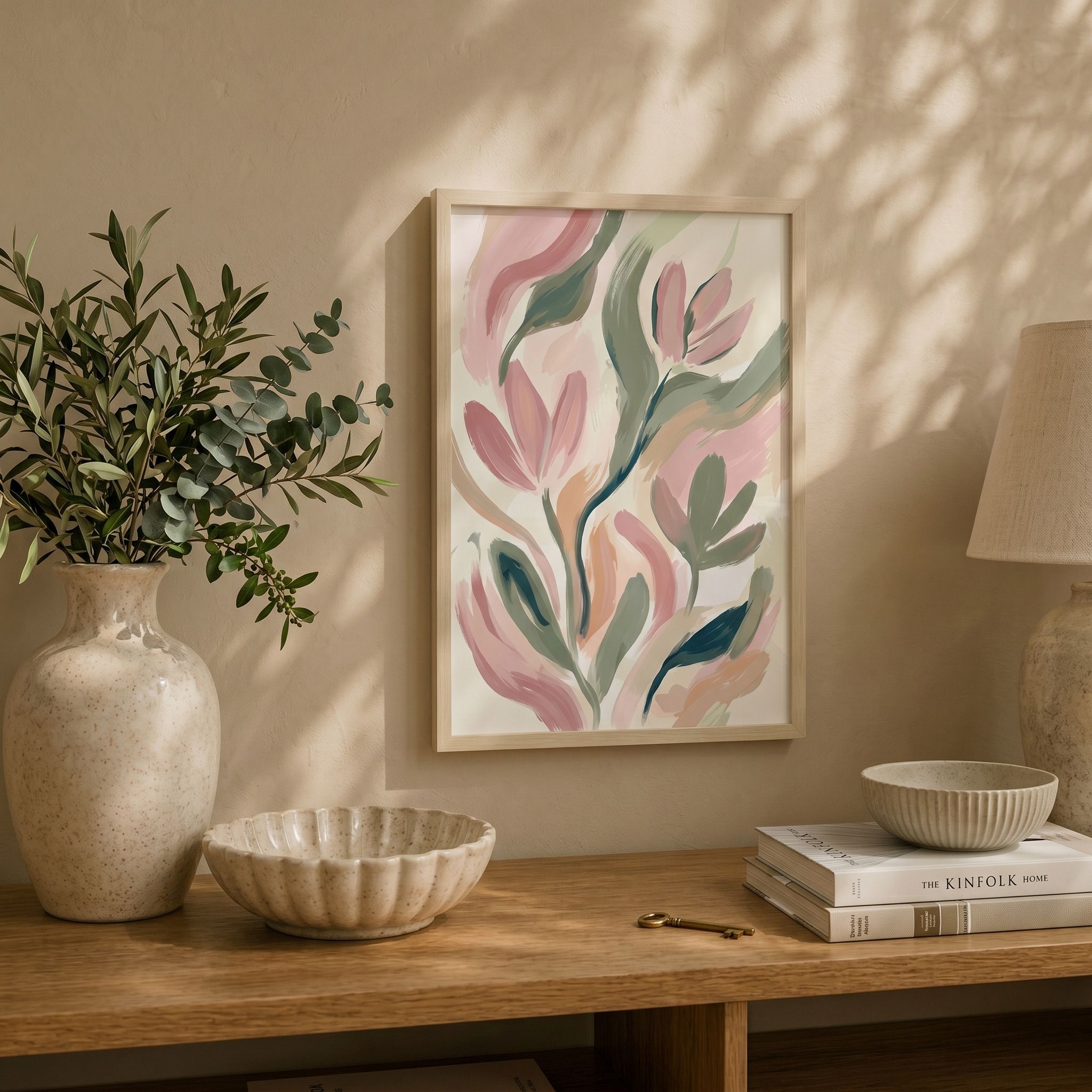 Blush Botanical Abstract Wall Art A4 Acrylic 13 inch x 10 inch Painting-image-12