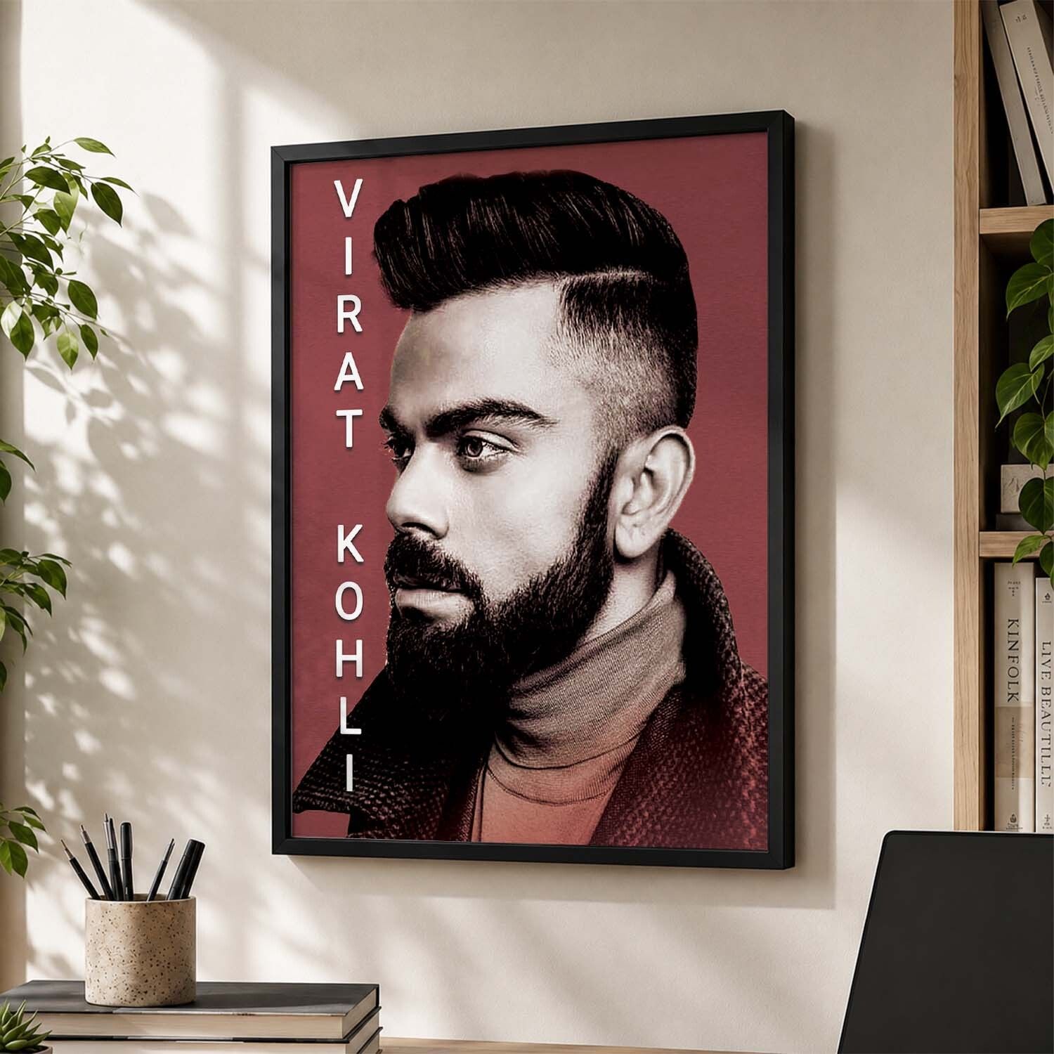 Virat Kohli Wall Posters With Frame For Bed Room Acrylic 20 inch x 14 inch Painting-image-25