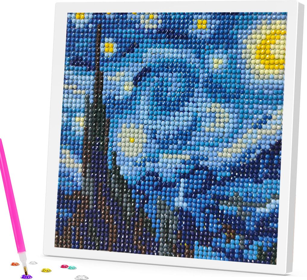 Diamond Art Kit with Frame DIY Starry Night Painting Craft Set Resin Painting 7 inch x 7 inch Painting-image-43