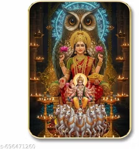 ambika fashion Goddess Lakshmi Religious Painting for Home Mandir Pooja Room Décor Digital Reprint 8 inch x 6 inch Painting-picture-13