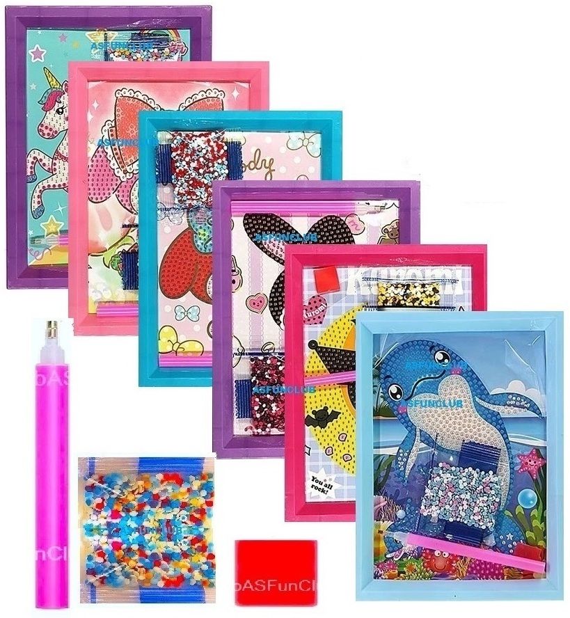 Diamond Painting Kits for Kids Art and Craft Kits for Girls Best Gift-Pack of 2 Cross Stitch 7 inch x 4 inch Painting-image-0