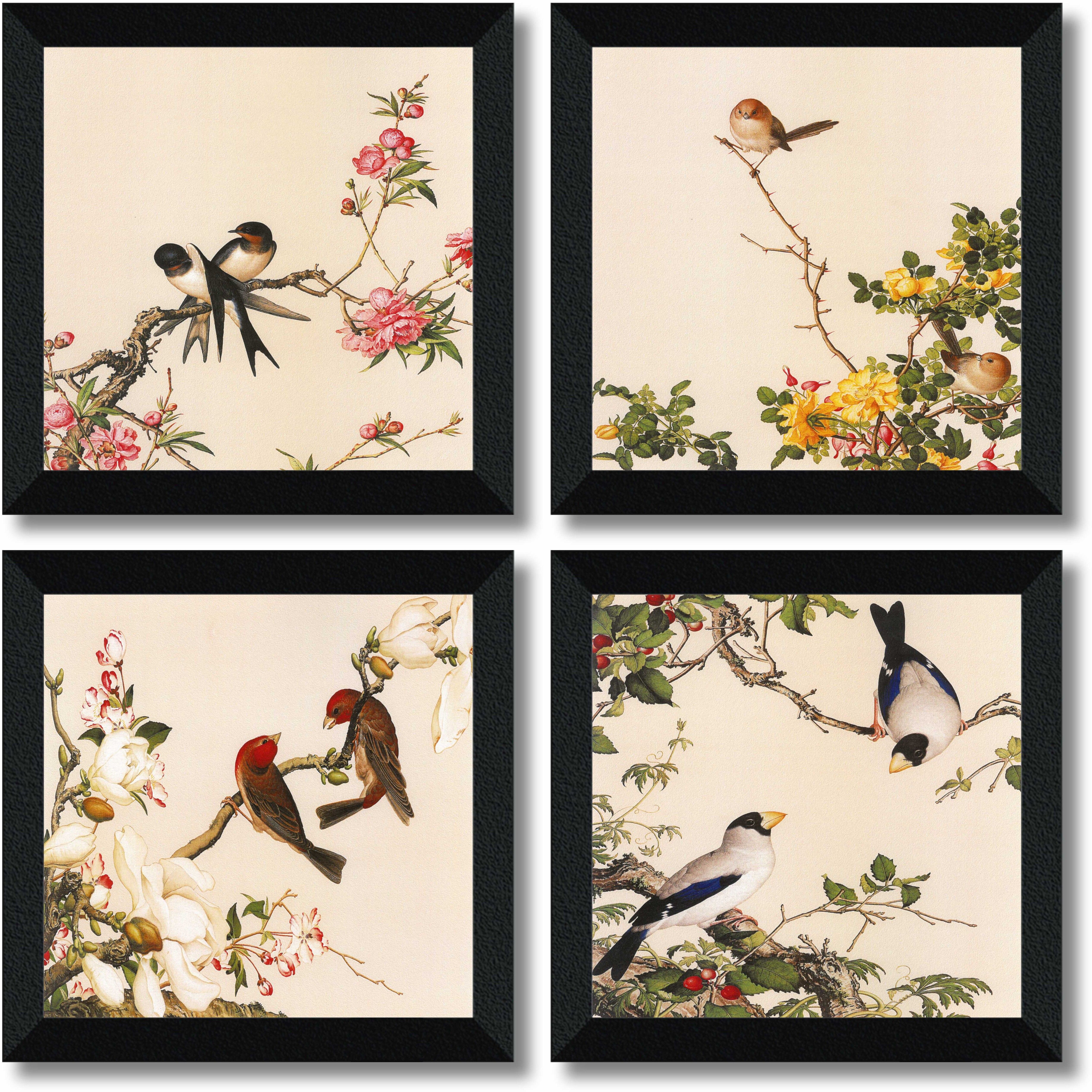 saf SET OF 4 BIRDS UV lamination Digital Reprint 19 inch x 19 inch Painting-picture-2