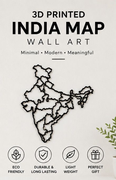 INDIA Map For wall Decor (Best for Office, student and Living room) Digital Reprint 7 inch x 1 inch Painting-image-27