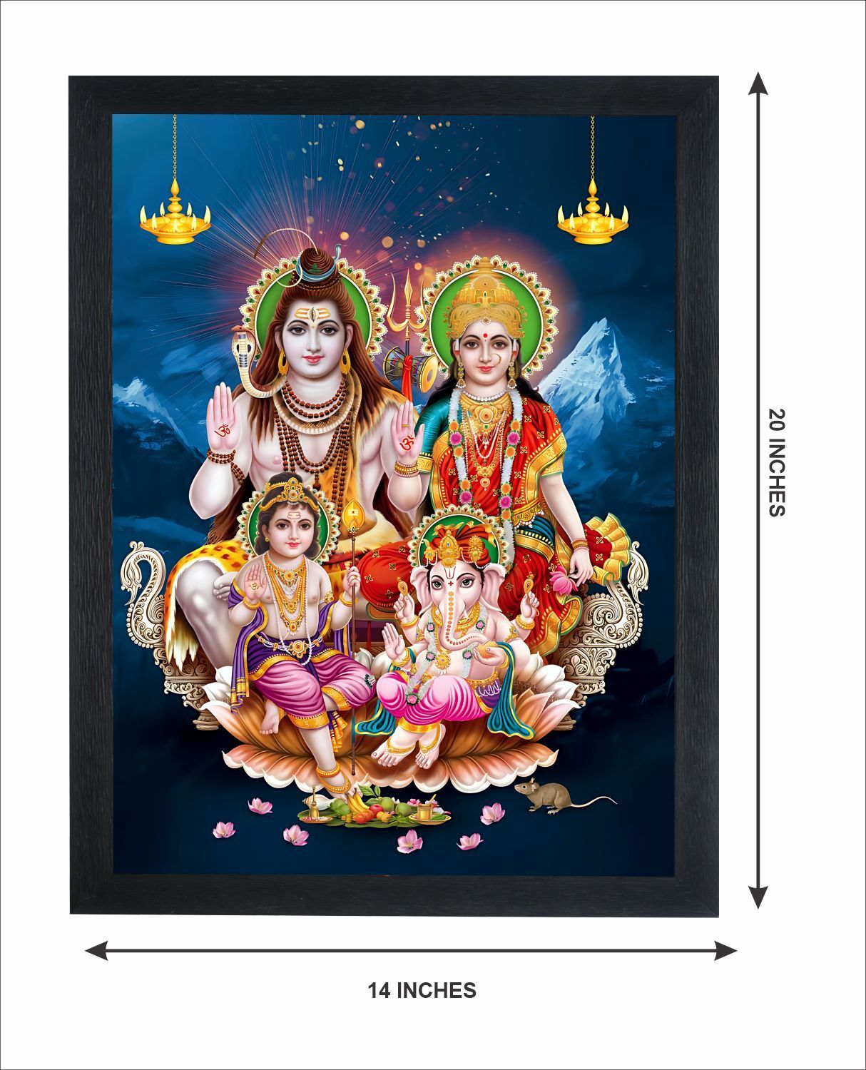 Shiv Parivar Wall Mounted Painting | Mahadev, Mata Parvati & Ganesha Photo Frame Digital Reprint 10 inch x 14 inch Painting-image-14