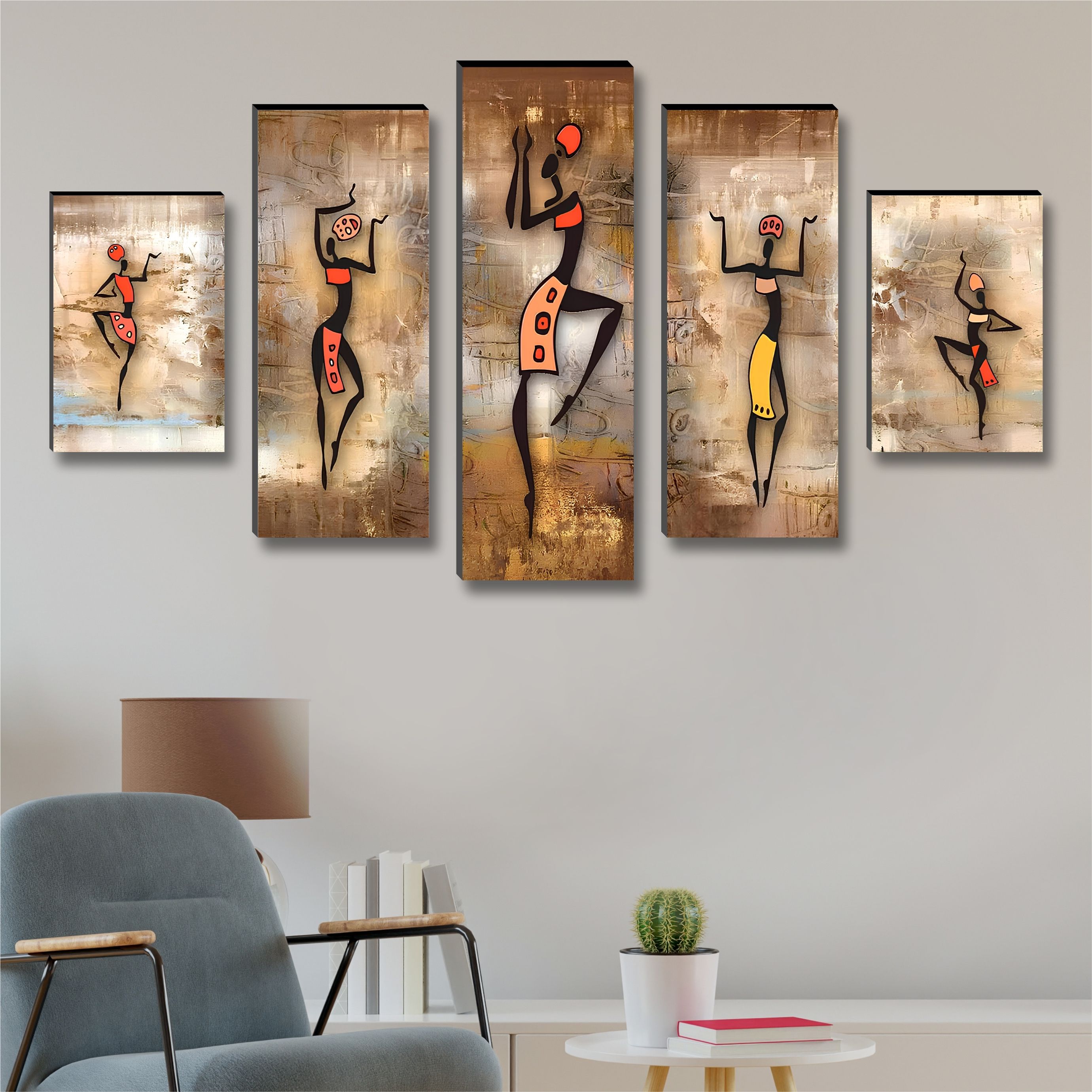 saf African Lady UV Textured Set of 5 Home Decorative Pack of 5-picture-16