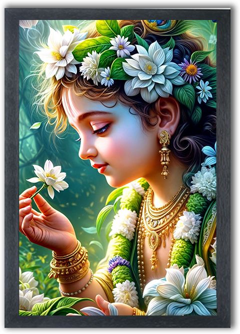 Lord Krishna Photo Frame | Radha Krishna Wall Painting | A4 Size Hanuman Frame Digital Reprint 10 inch x 14 inch Painting-image-43