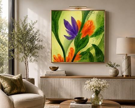Abstract Floral Canvas Wall Painting with Premium Frame | 24 x 24 Inch Canvas 24 inch x 24 inch Painting-image-43