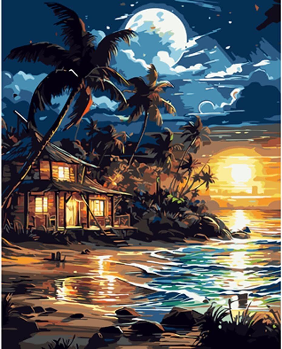 trexee DIY Acrylic Paint by Numbers Kits for Adults and Kids Beginner Landscape Beach Oil 16 inch x 20 inch Painting-picture-16