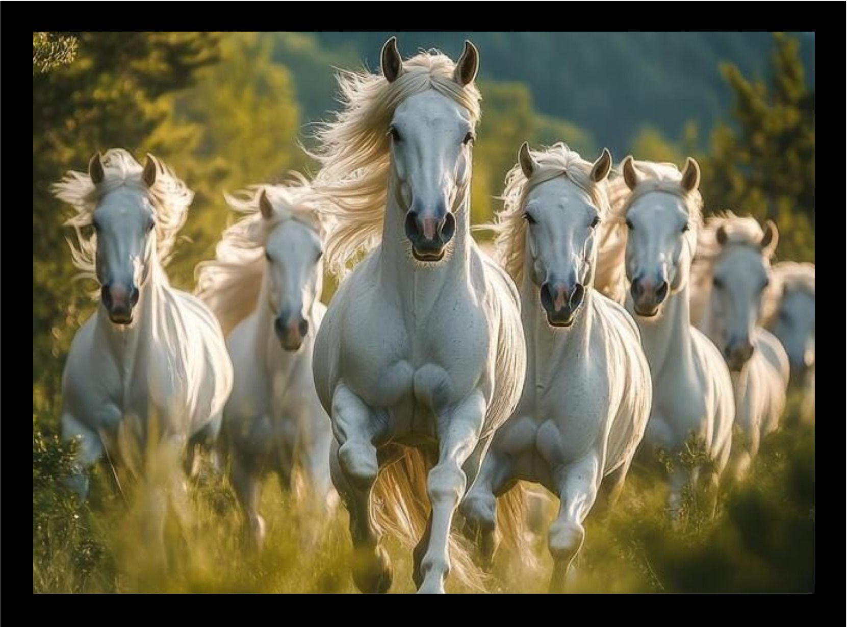 Running Horses Storm Energy Good Luck Frame A4 Black-223 14.4 inch Wall-image-15