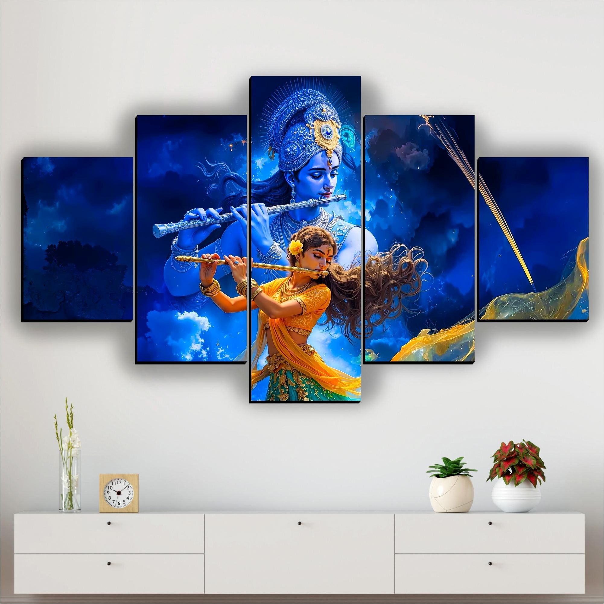 Radha Krishna wall painting canvas for wall scenery Digital Reprint 18 inch x 30 inch Painting-image-13