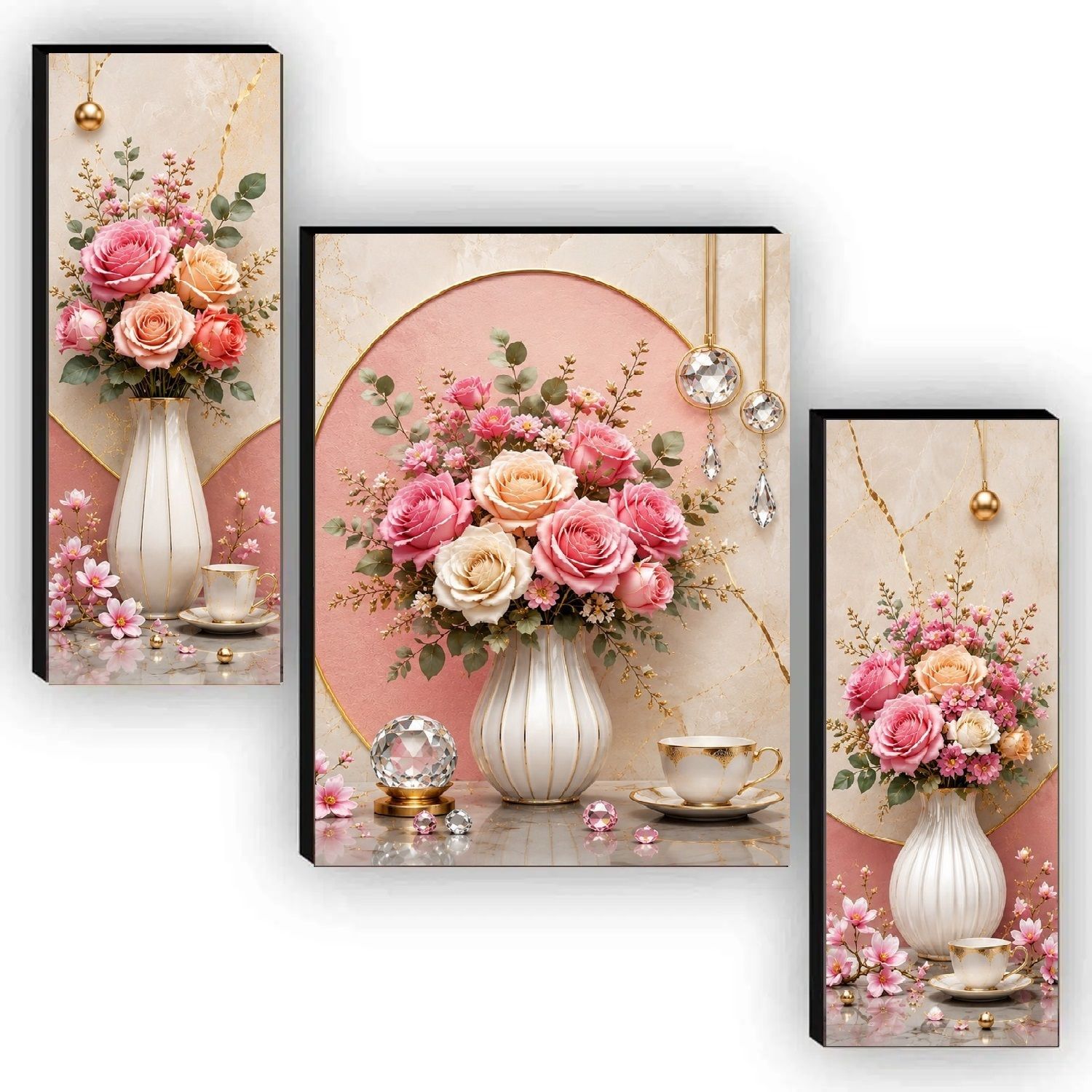 sndart Set Of 3 Flower Pots Wall Paintings For Home Decor Gift Items Digital Reprint 12 inch x 18 inch Painting-picture-6