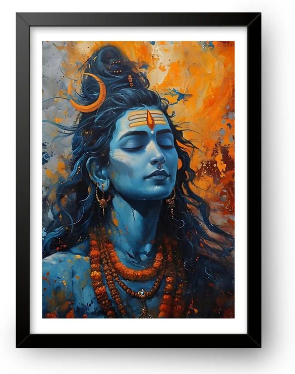 Mahadev Photo Frame | Adiyogi God Shiva Lord Shiva Photo Frame Acrylic 9 inch x 13 inch Painting-image-2