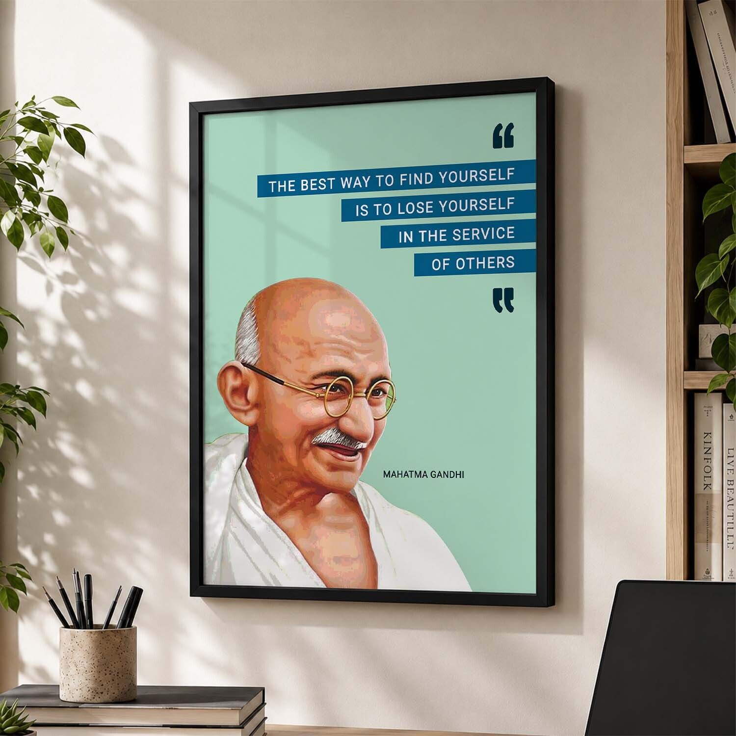 Gandhiji Quote Wall Frame Poster For Professional Workspaces Acrylic 20 inch x 14 inch Painting-image-42