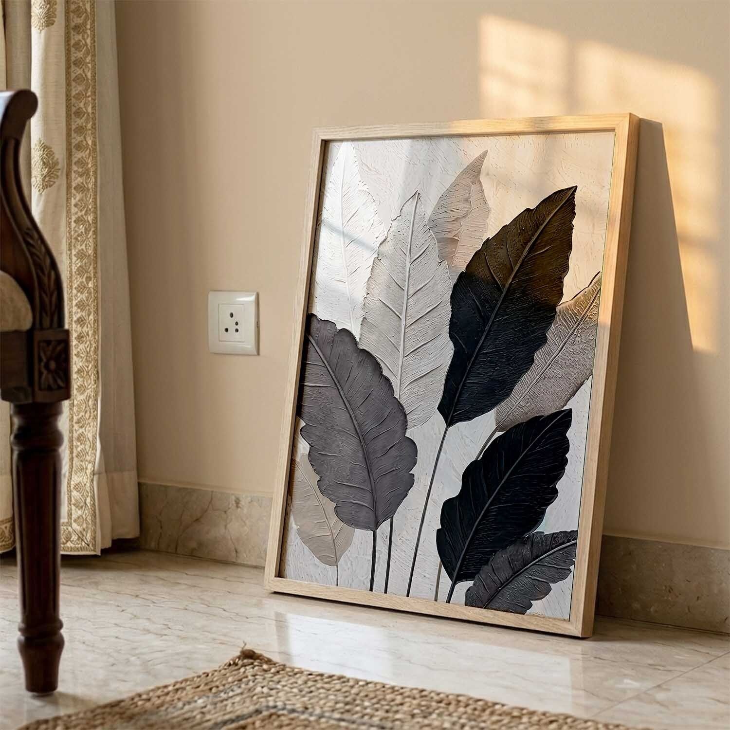 Aesthectic Leaf Wall Art Painting Home Decoration With Frame For Living Room 3D Painting 20 inch x 14 inch Painting-image-23