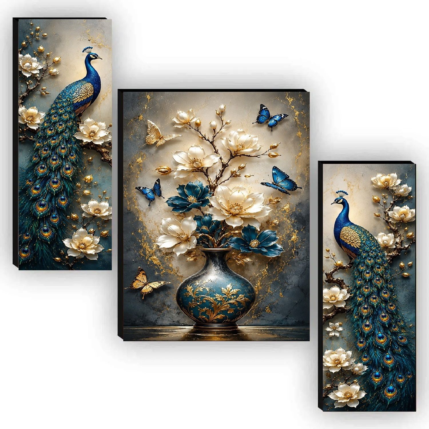 sndart Set Of 3 Modern Art Peacock Wall Paintings For Living Room Digital Reprint 12 inch x 18 inch Painting-picture-13