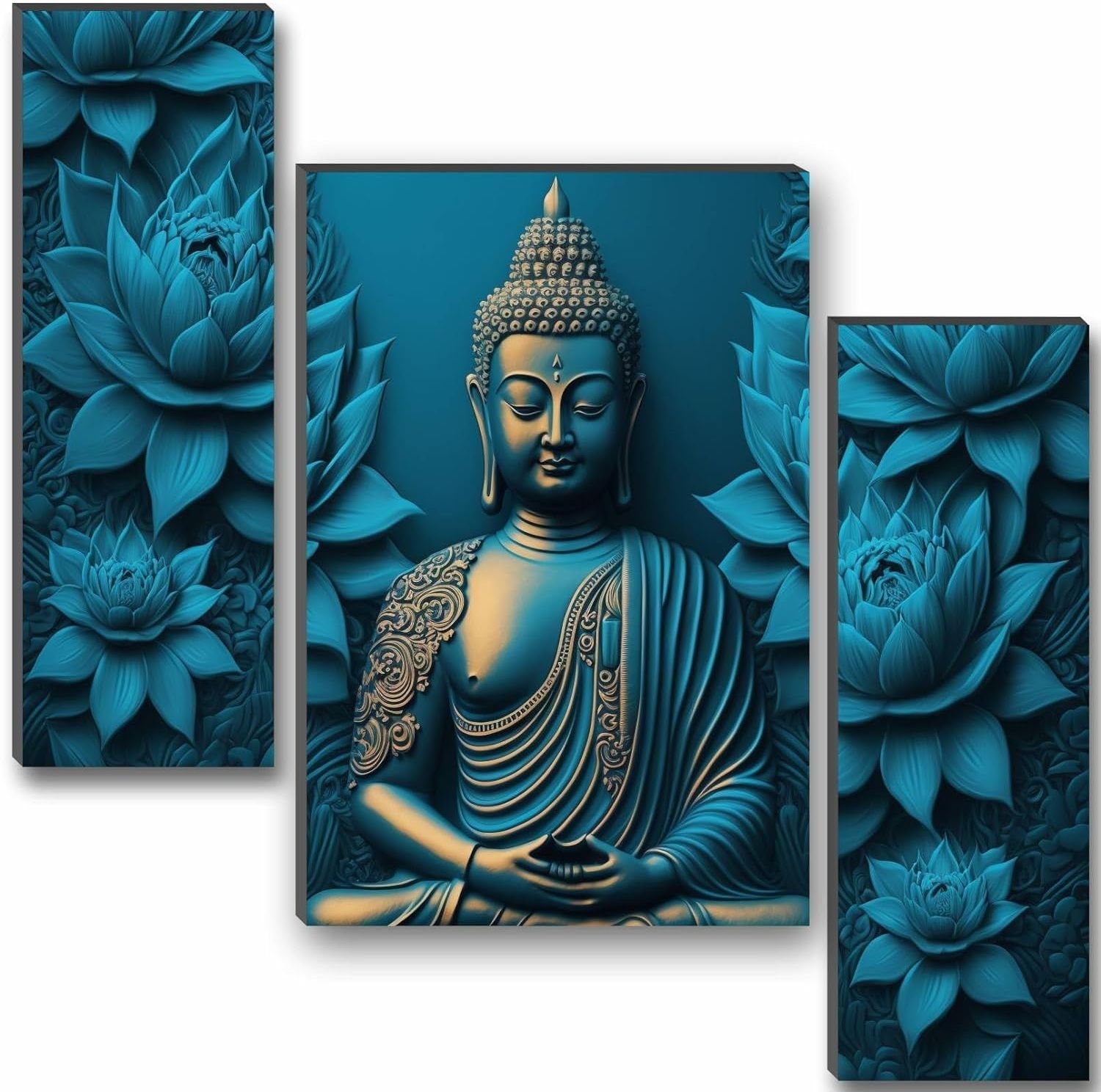 Set Of 3 Lord Buddha Wall Painting For Living Room Digital Reprint 12 inch x 18 inch Painting-image-23