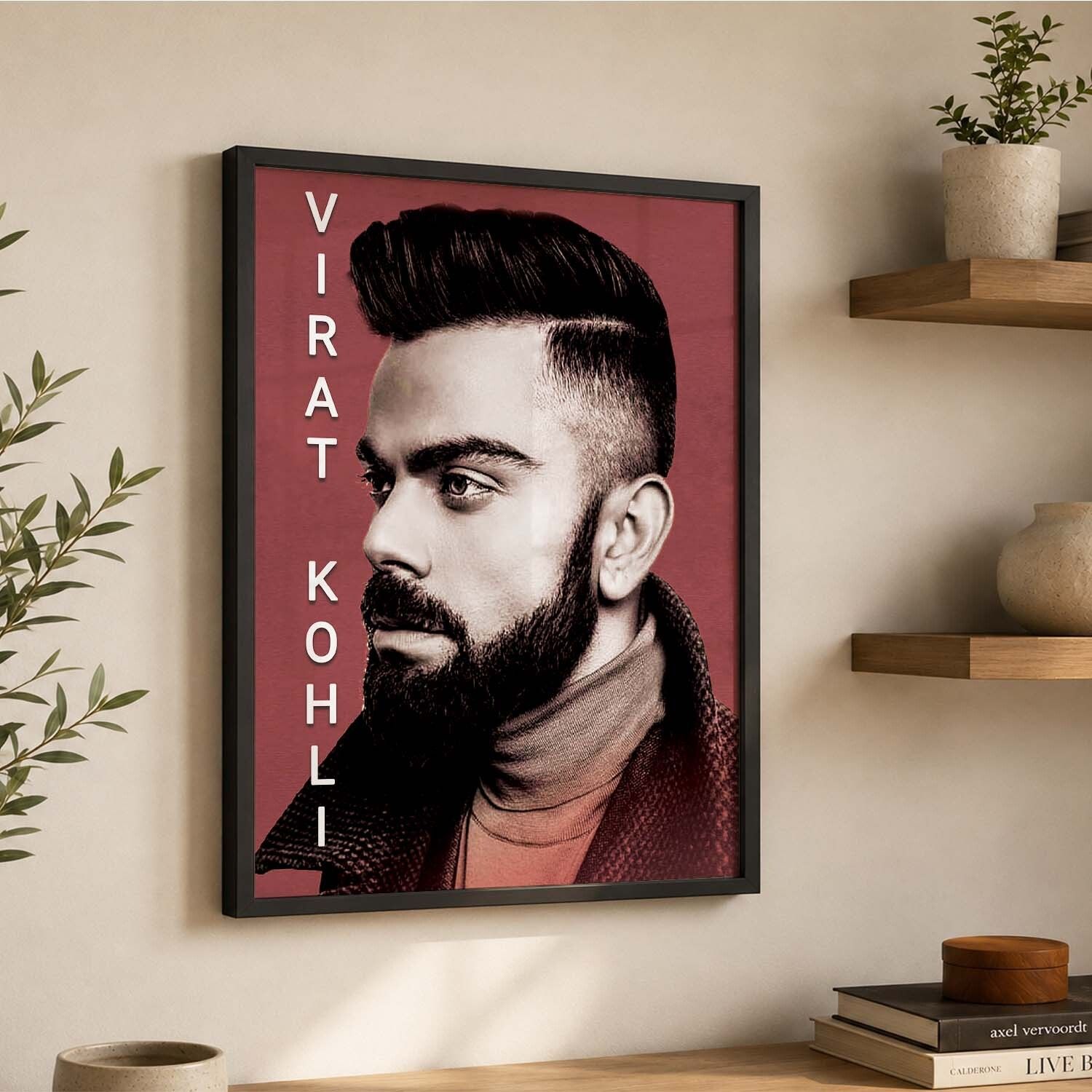 Virat Kohli Wall Posters With Frame For Bed Room Acrylic 17 inch x 13 inch Painting-image-24