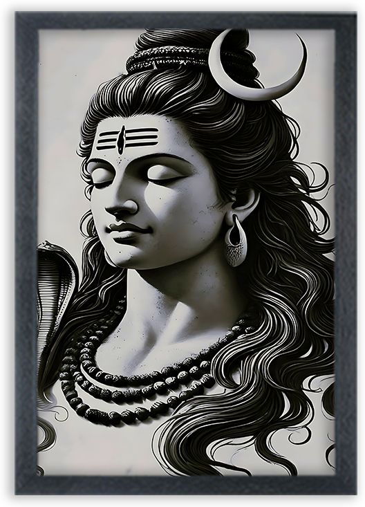 Shiv Parivar Wall Mounted Painting | Mahadev, Mata Parvati & Ganesha Photo Frame Digital Reprint 10 inch x 14 inch Painting-image-8