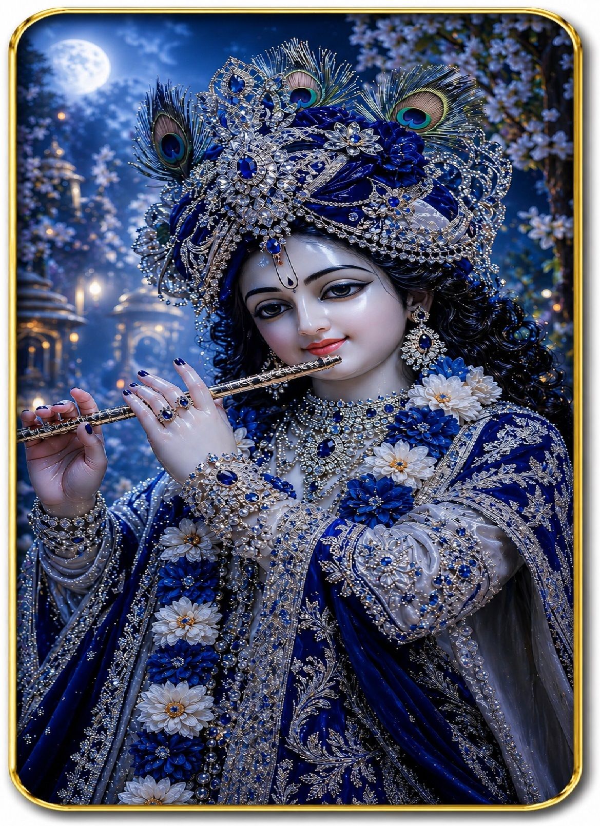 sndart Radha Kirshna Paintings With Golden PVC Frame Digital Reprint 14 inch x 11 inch Painting-picture-25