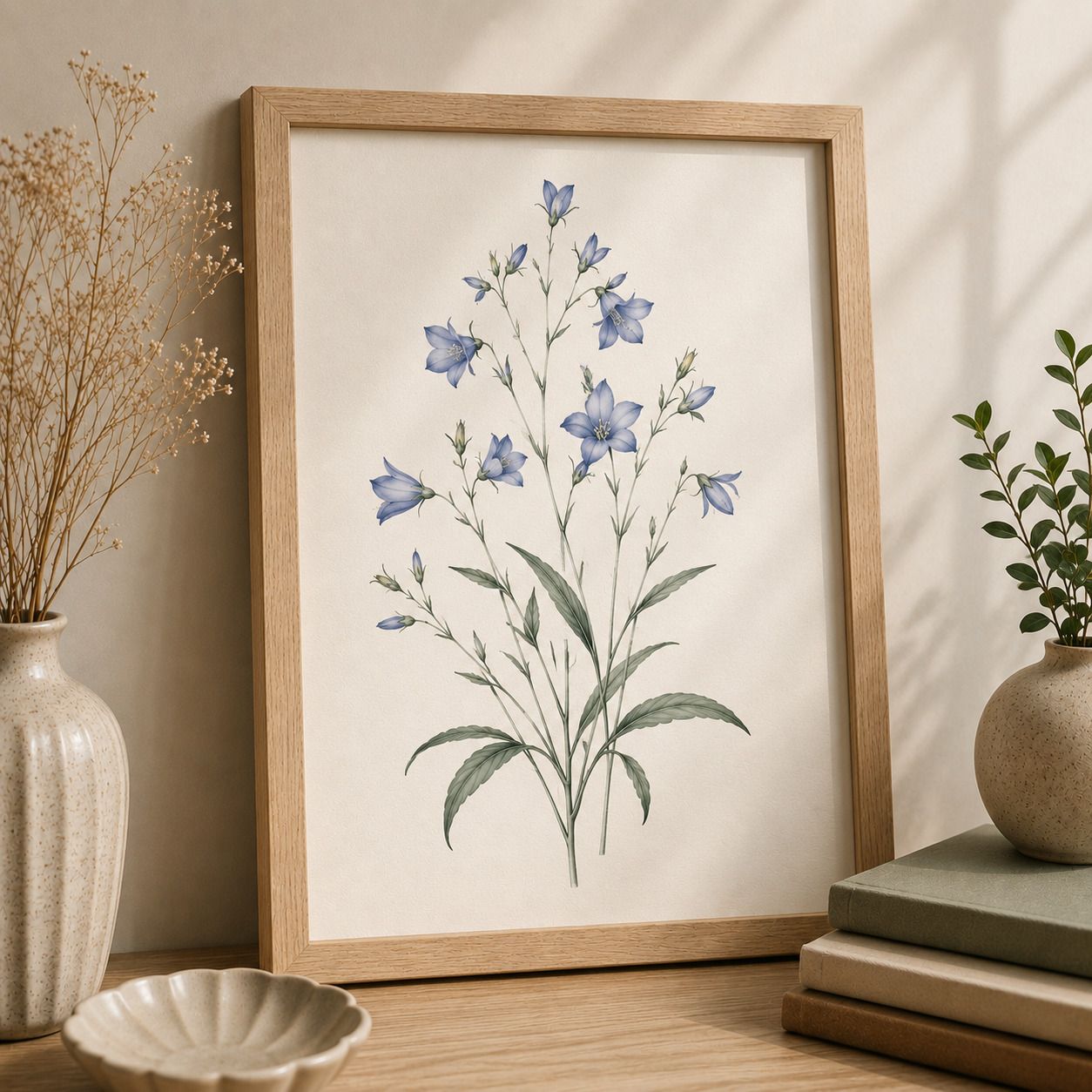 Blue Wildflower Botanical Wall Painting A4 Acrylic 13 inch x 10 inch Painting-image-41