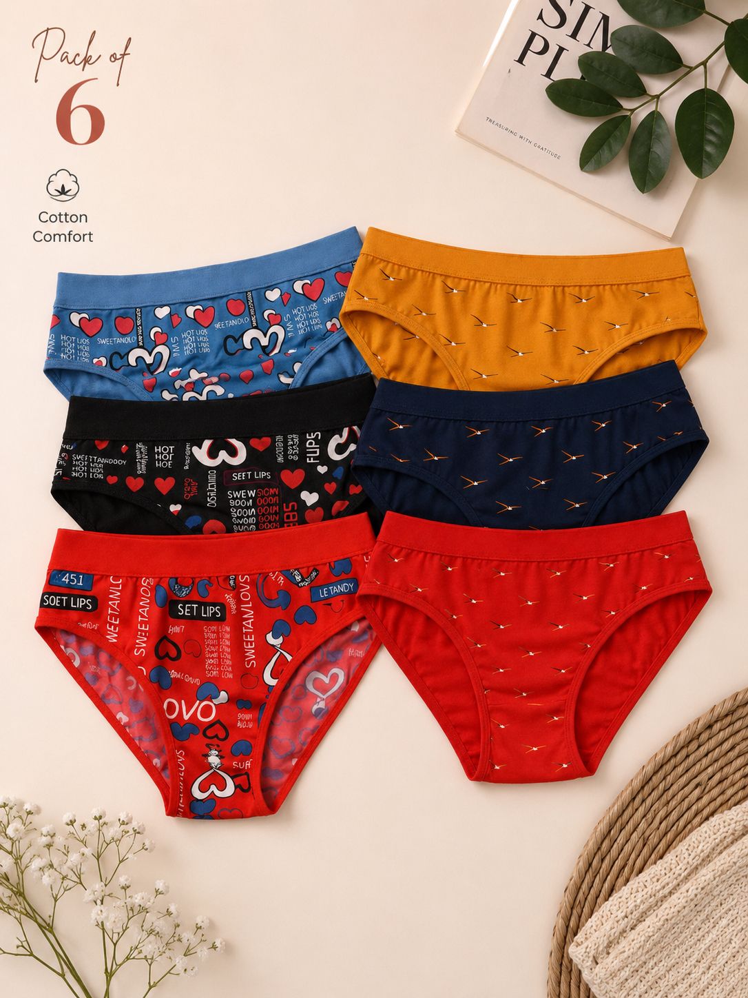 fiveflag Pack of 6 Women Hipster Multicolor Panty-picture-44