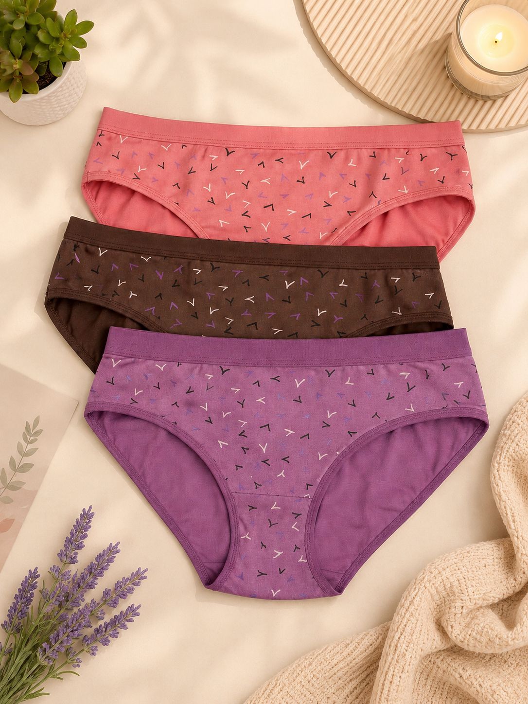 fiveflag Pack of 3 Women Hipster Multicolor Panty-picture-16