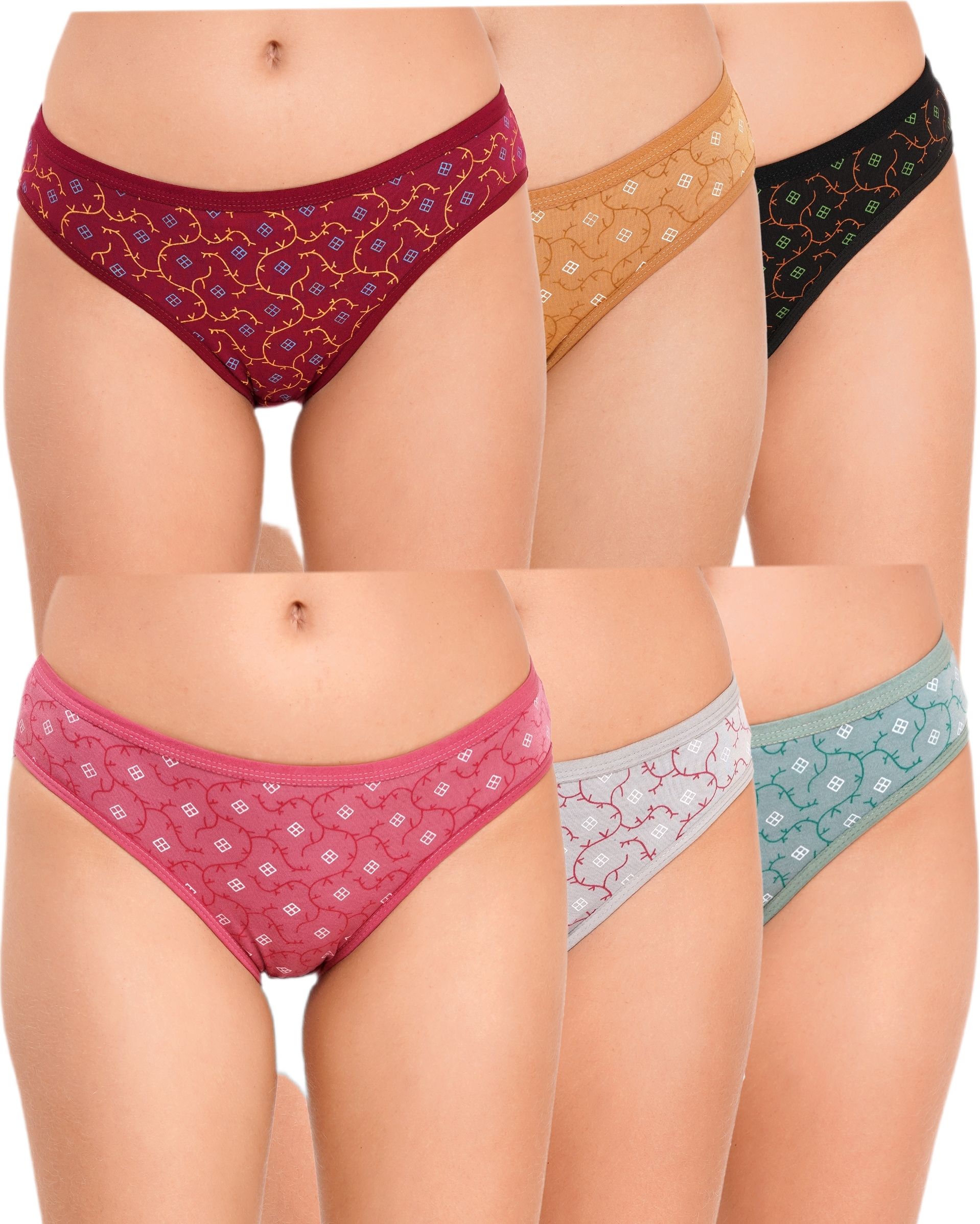 clovin Pack of 6 Women Hipster Gold, Black, Red Panty-picture-24