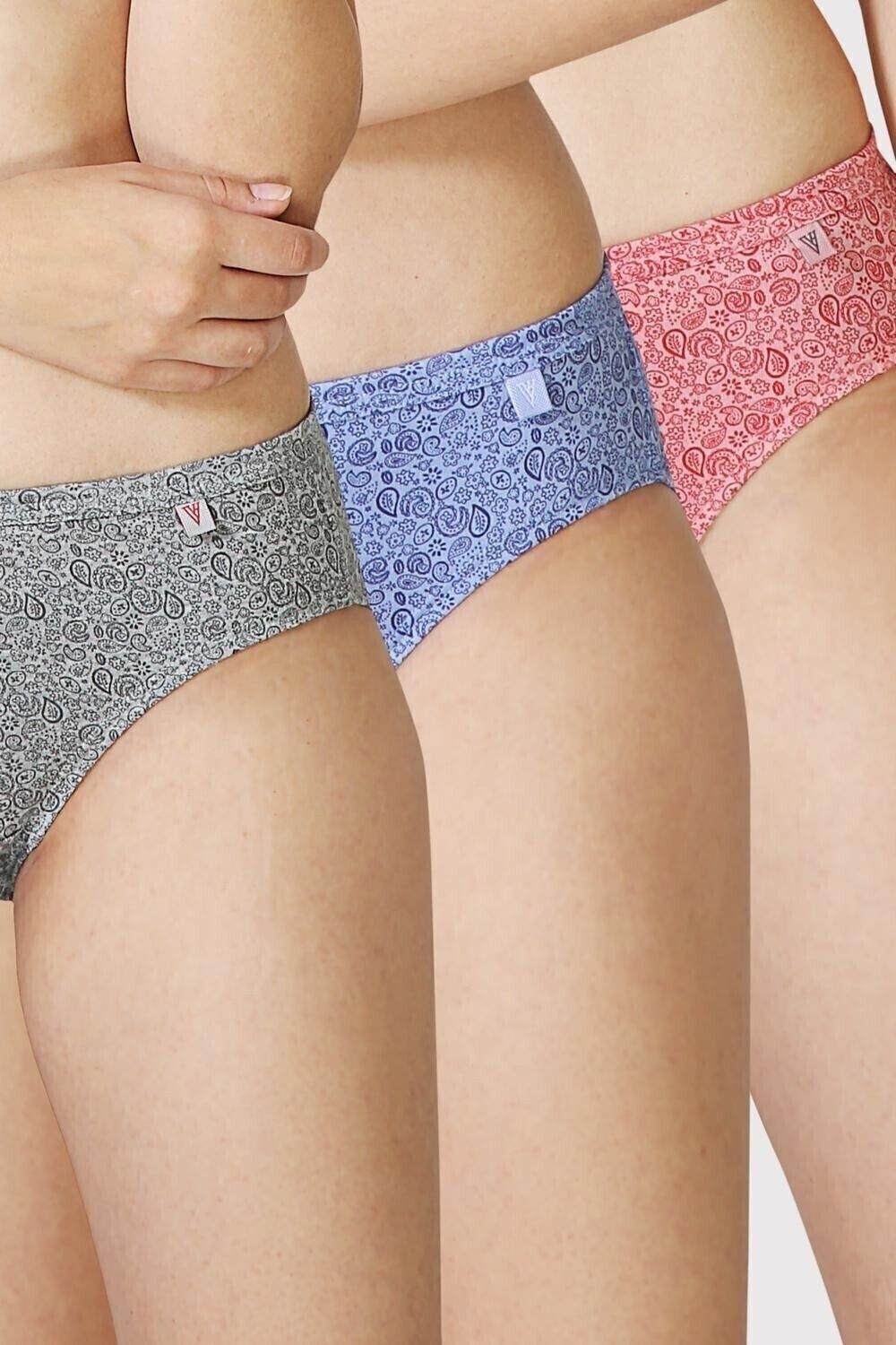 Pack of 3 Antibacterial And No Marks Waistband Women Bikini Multicolor Panty-image-14