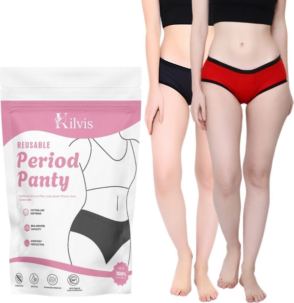 kilvis Pack of 2 Women Periods Black, Red Panty-picture-27
