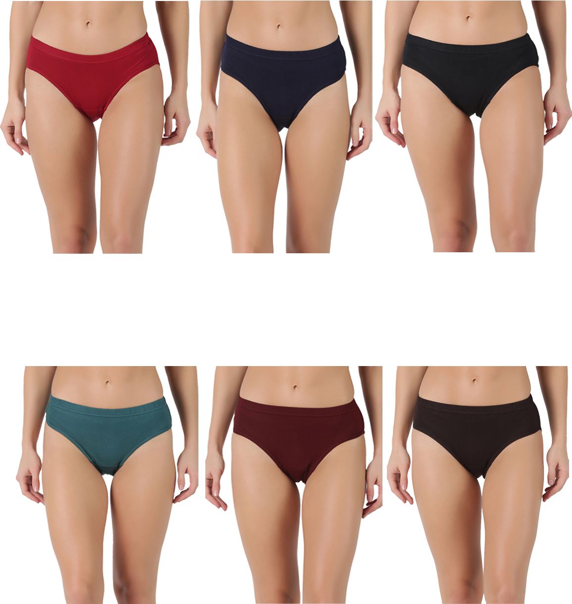 Pack of 6 Dollar Lehar Super Combed Cotton Women's Plain Solid Panty Women Hipster Multicolor Panty