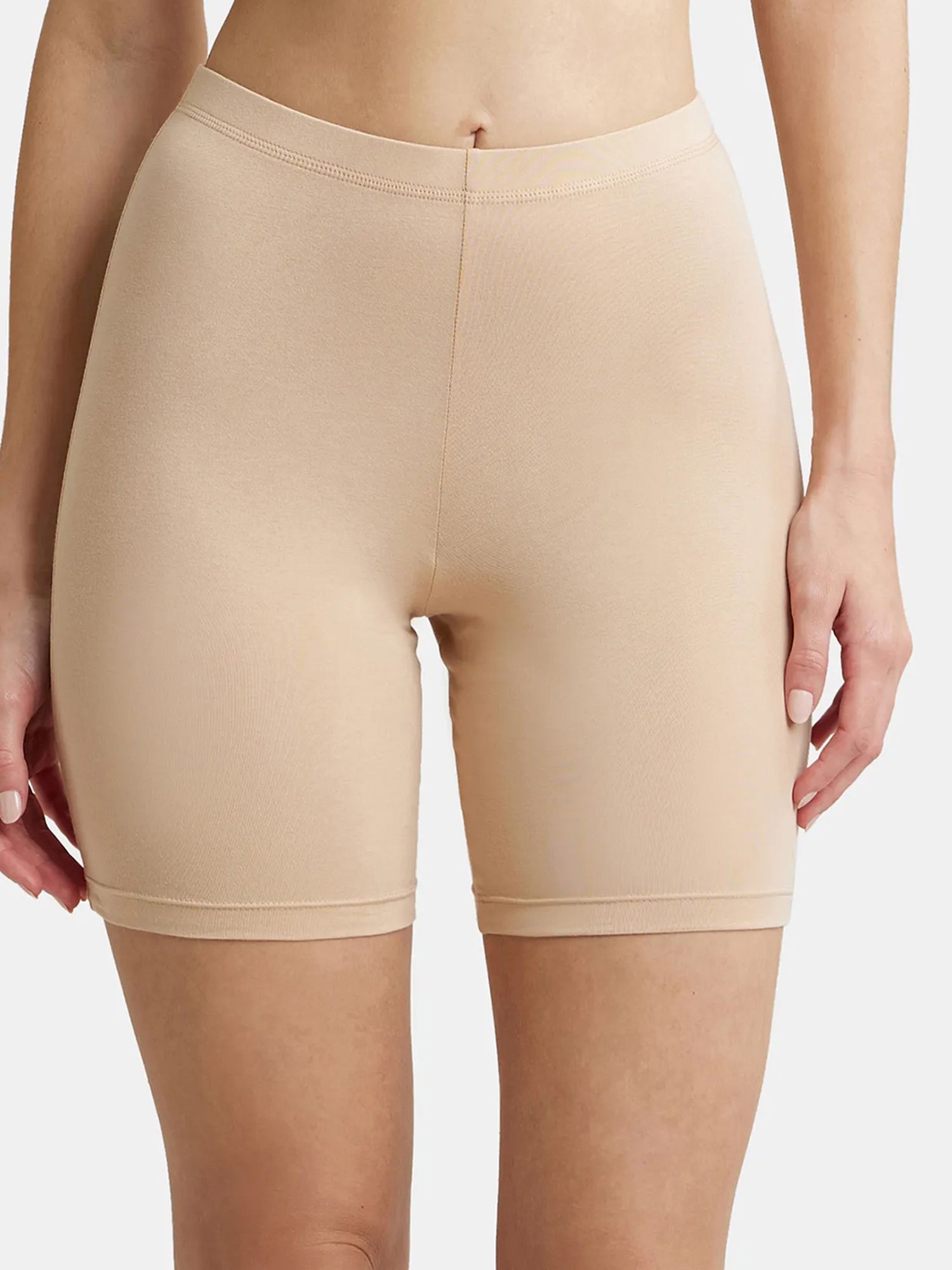 1529 High Coverage Super Combed Cotton Elastane Stretch With Concealed Waistband Women Boy Short Beige Panty-image-45
