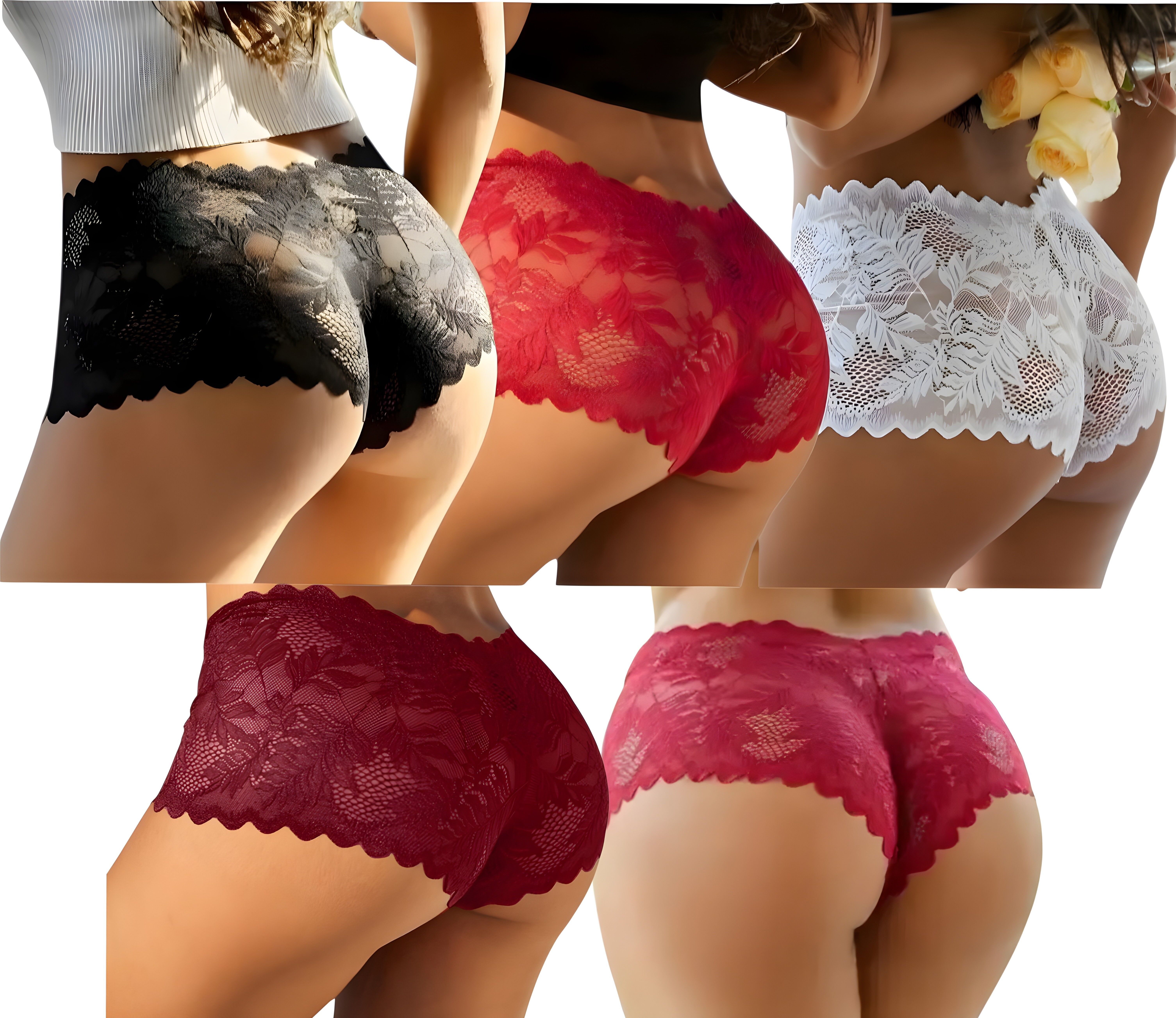 sprintx Pack of 5 Women Hipster Black, Maroon, Red, White, Pink Panty-picture-1