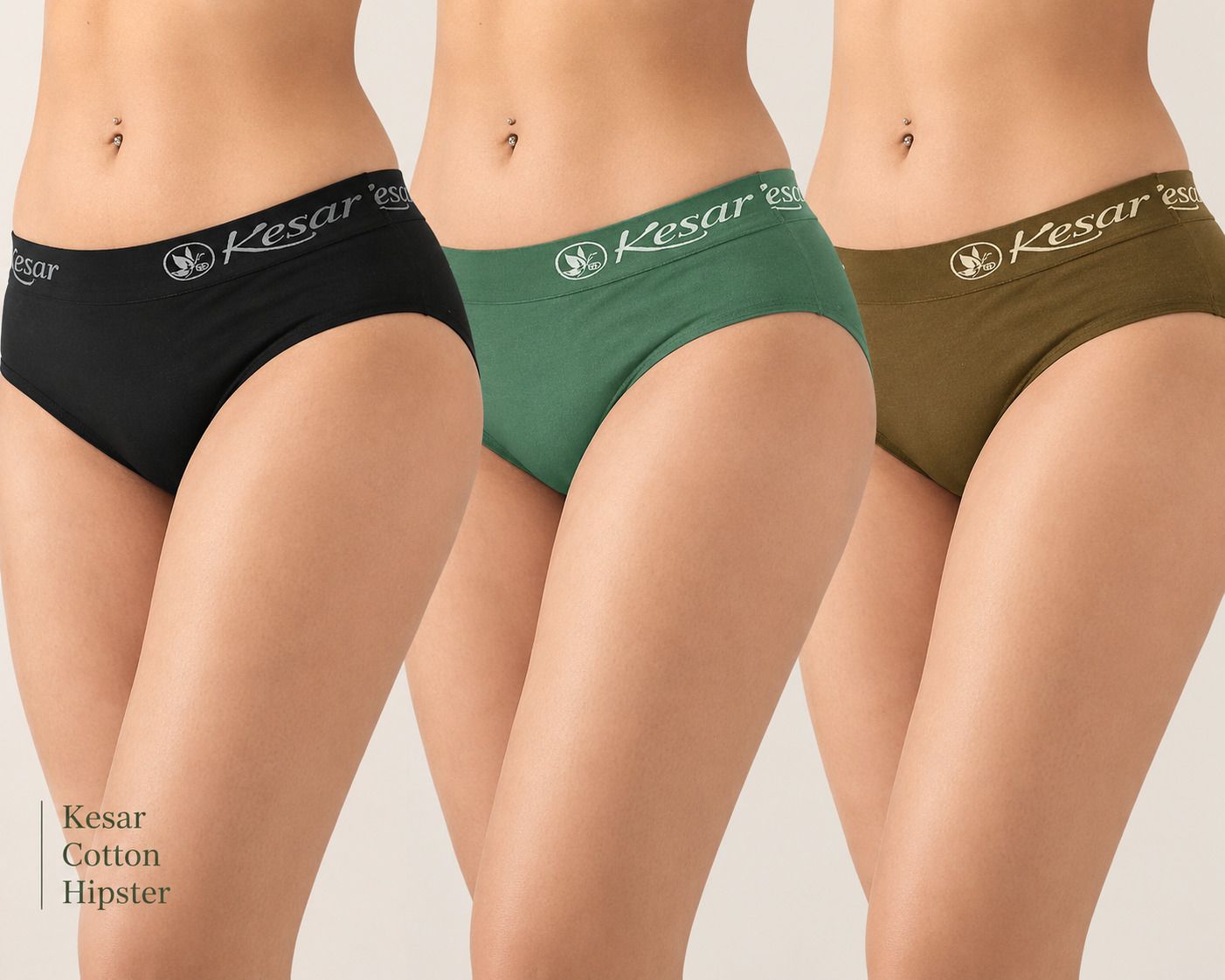 kesar lingeries Pack of 2 Women Hipster Black, Green, Brown Panty-picture-1