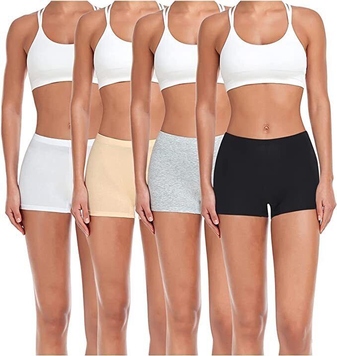 Pack of 4 Women Boy Short White, Black, Beige, Grey Panty-image-47