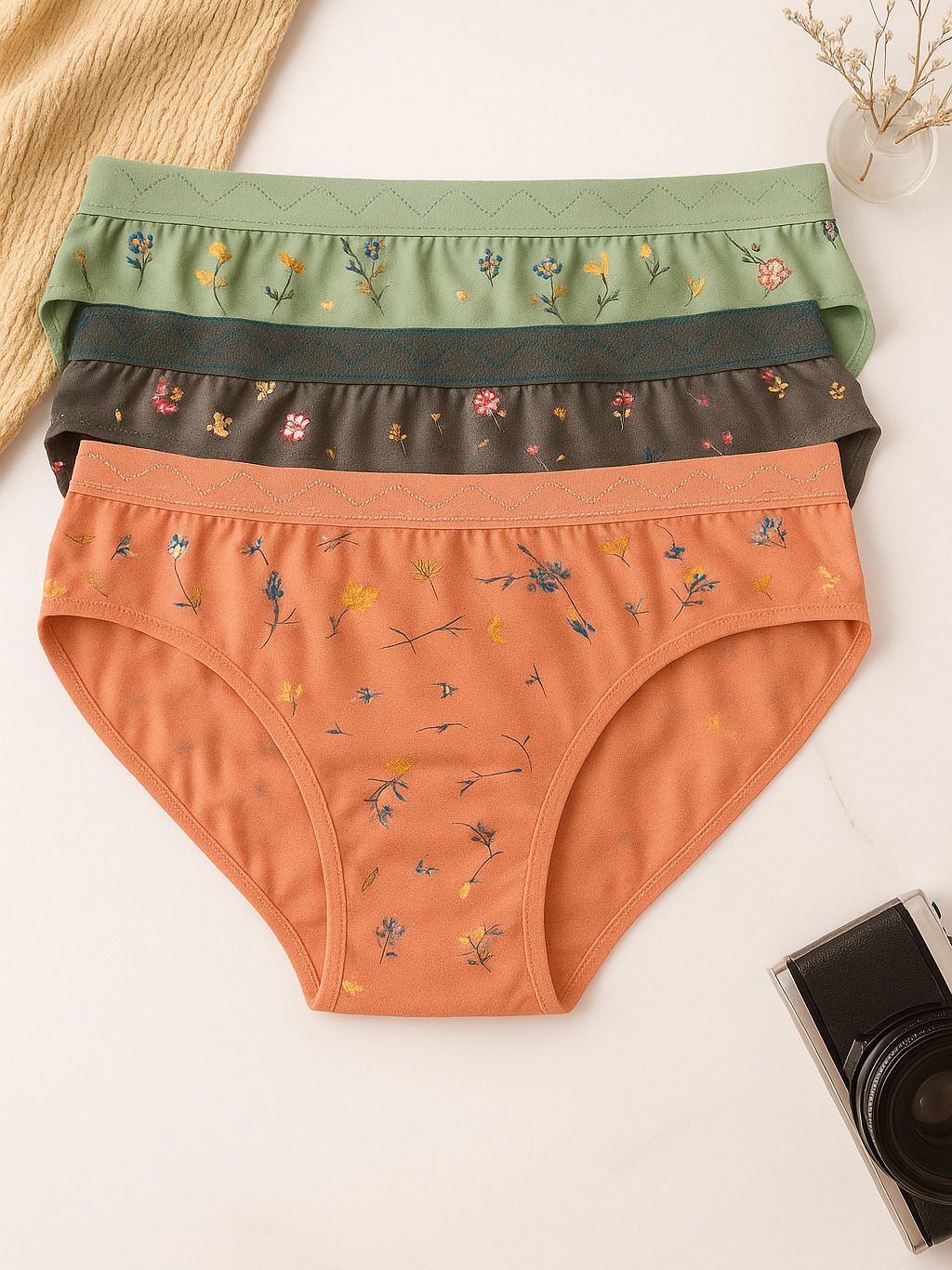 fiveflag Pack of 3 Women Hipster Multicolor Panty-picture-4