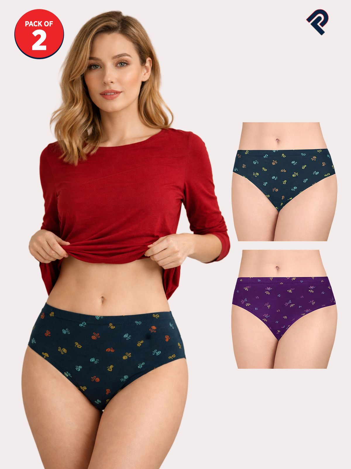 Pack of 2 Women Hipster Multicolor Panty-image-15