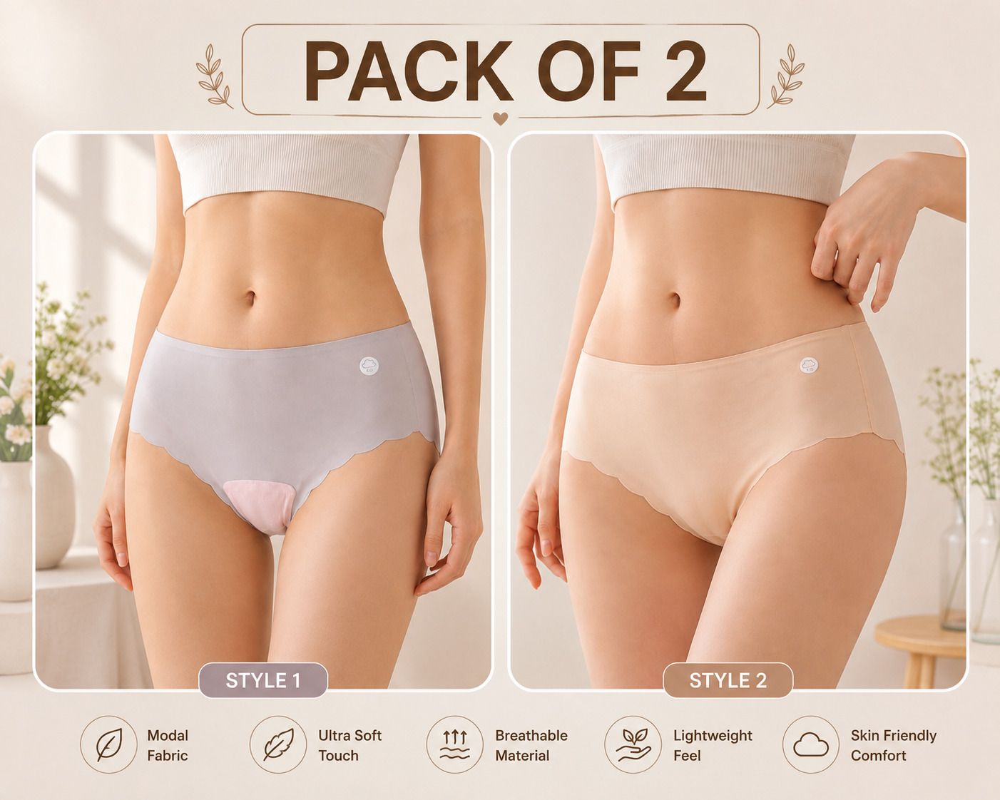 Pack of 2 Women Hipster Grey, Brown Panty-image-31