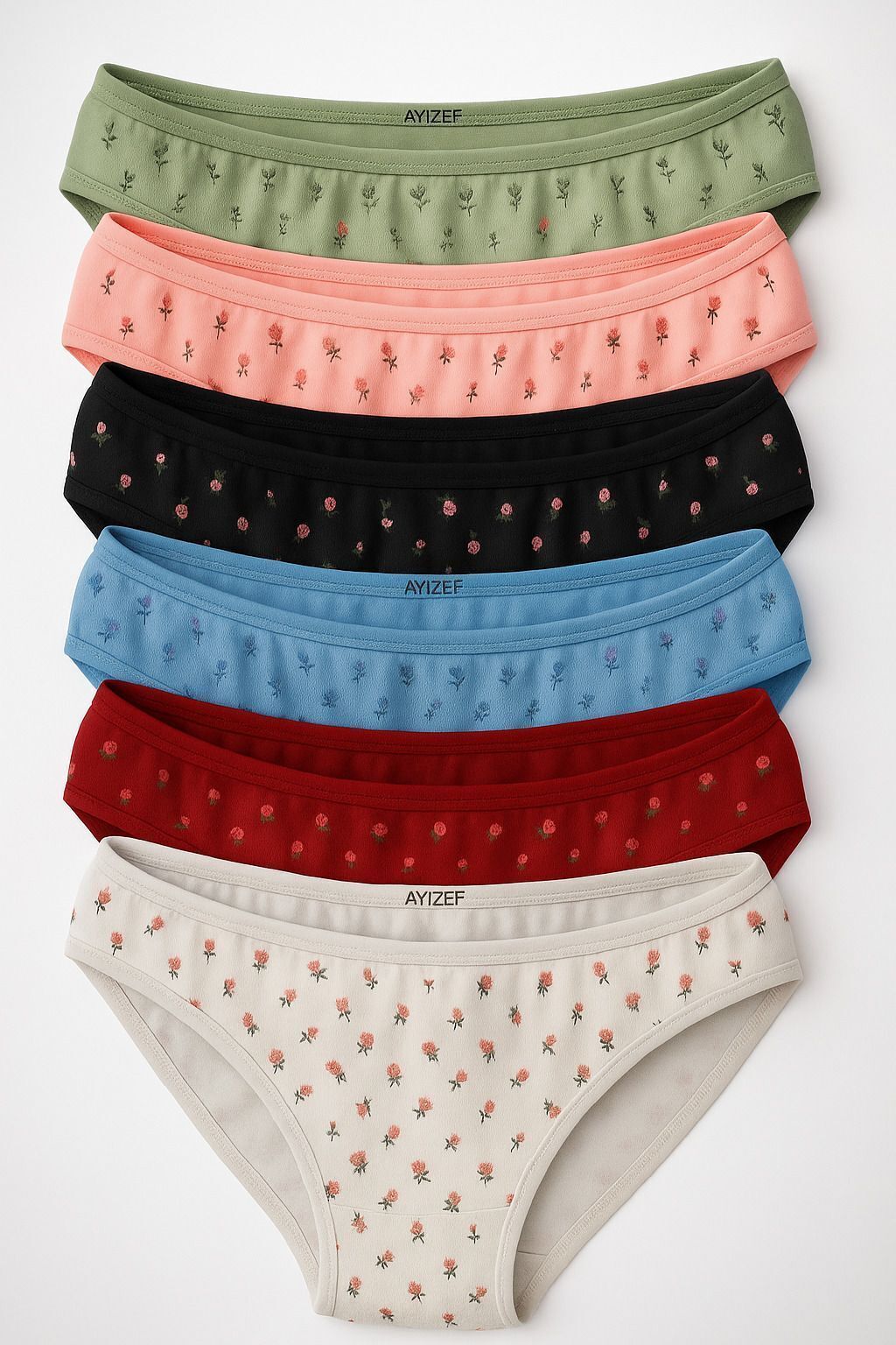 Pack of 6 Women Hipster Light Green, Pink, Black, Blue, Maroon, Grey Panty