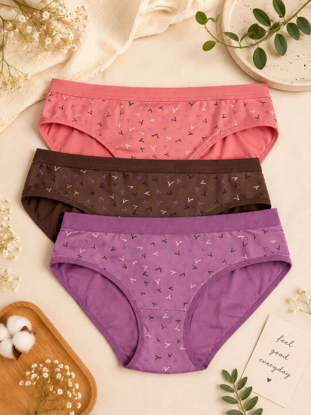 fiveflag Pack of 3 Women Hipster Multicolor Panty-picture-13