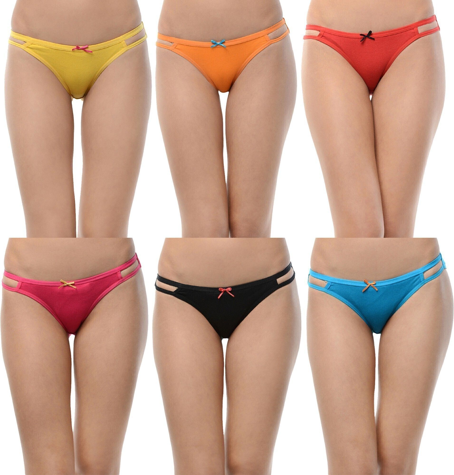leading lady Pack of 6 panty Women Bikini Yellow, Orange, Red, Pink, Black, Blue Panty-picture-16