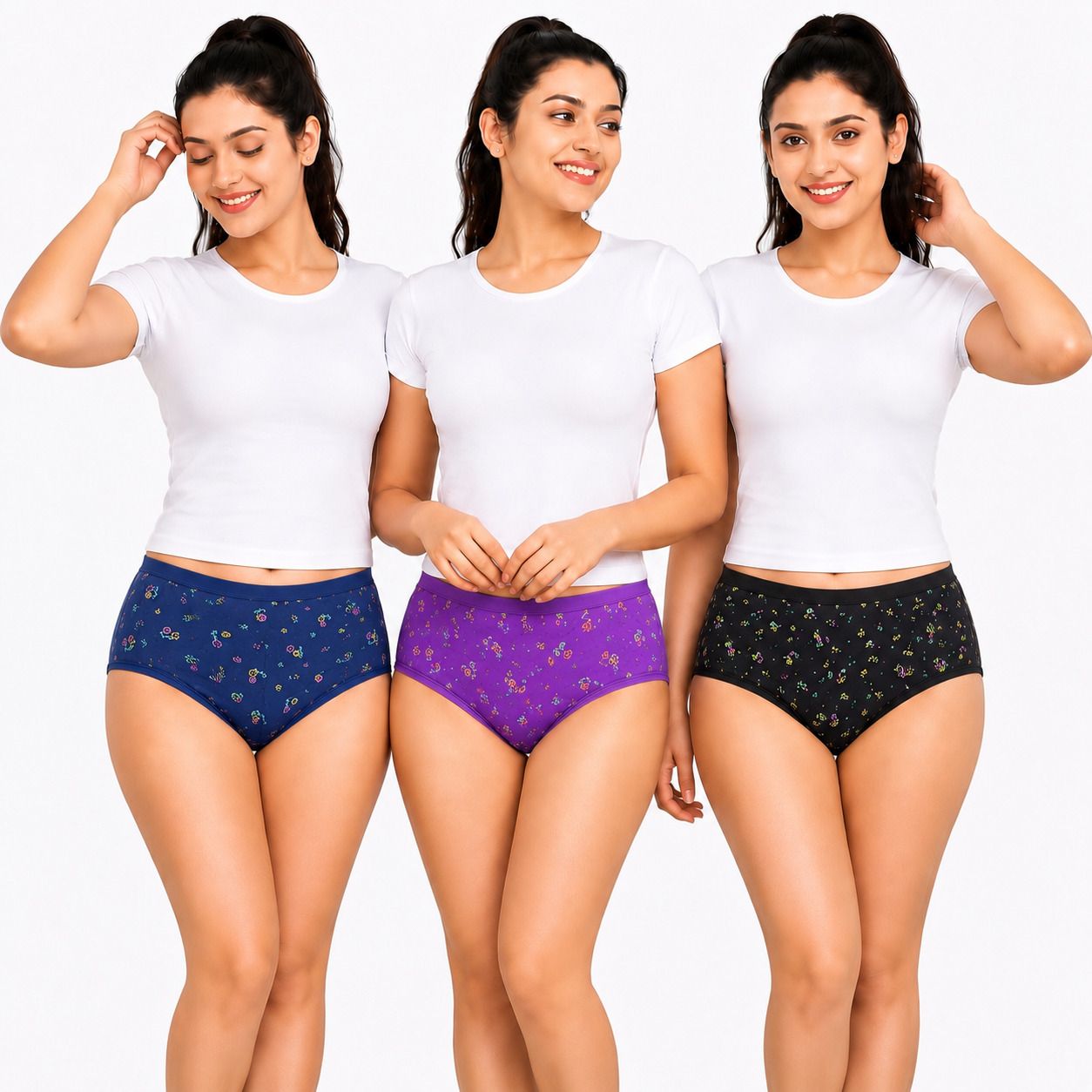 alfa Pack of 3 Women Hipster Multicolor Panty-picture-4