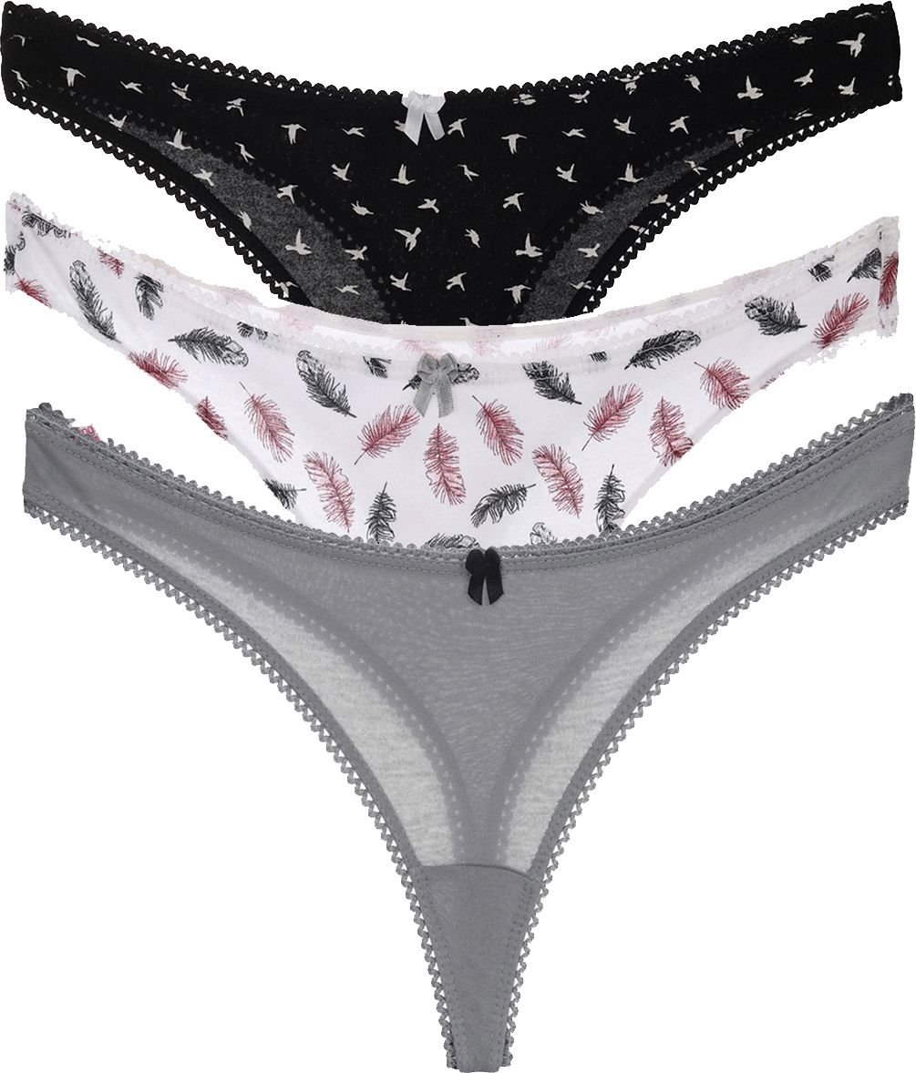 leading lady Pack of 3 Women Thong Black, White, Grey Panty-picture-24