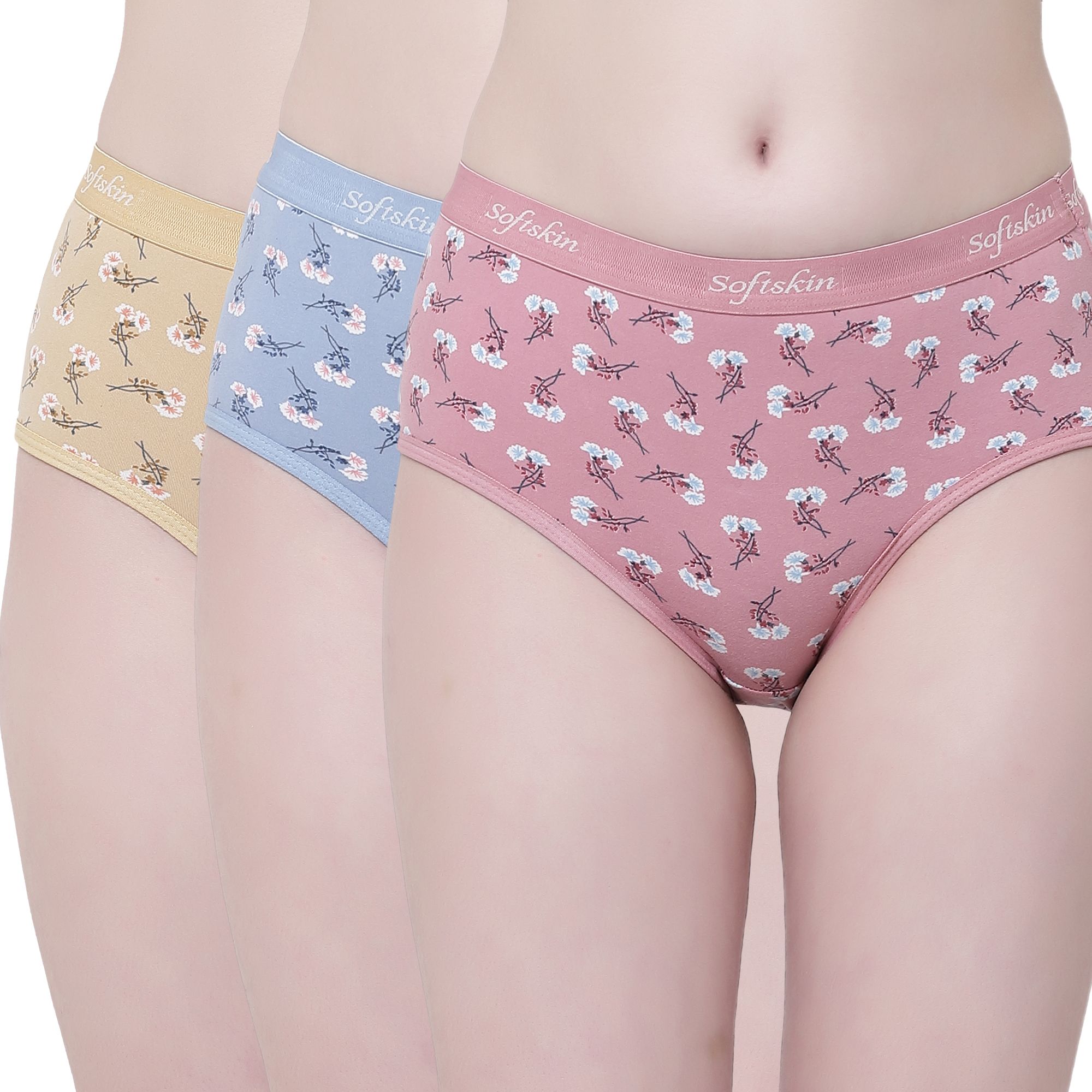 softskin Pack of 3 Women Hipster Multicolor Panty-picture-39