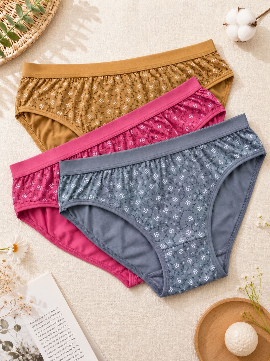 fiveflag Pack of 3 Women Hipster Multicolor Panty-picture-15