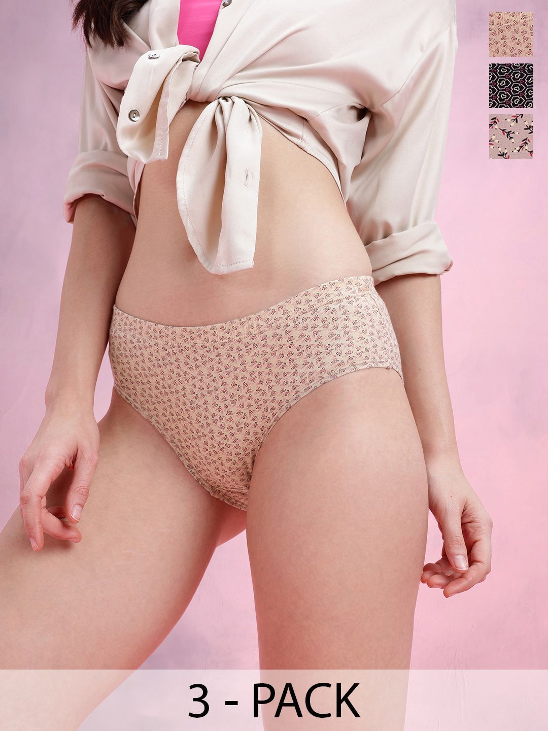 dressberry Pack of 3 Women Hipster Brown, Black, Beige Panty-picture-11