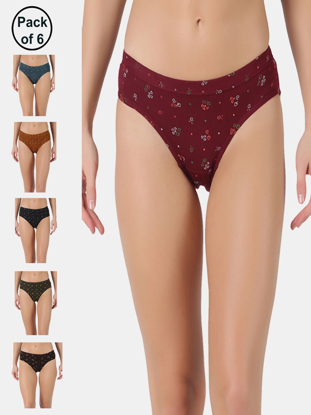 Pack of 6 Dollar Lehar Super Combed Cotton Women's Printed Solid Panty Women Hipster Multicolor Panty-picture-36