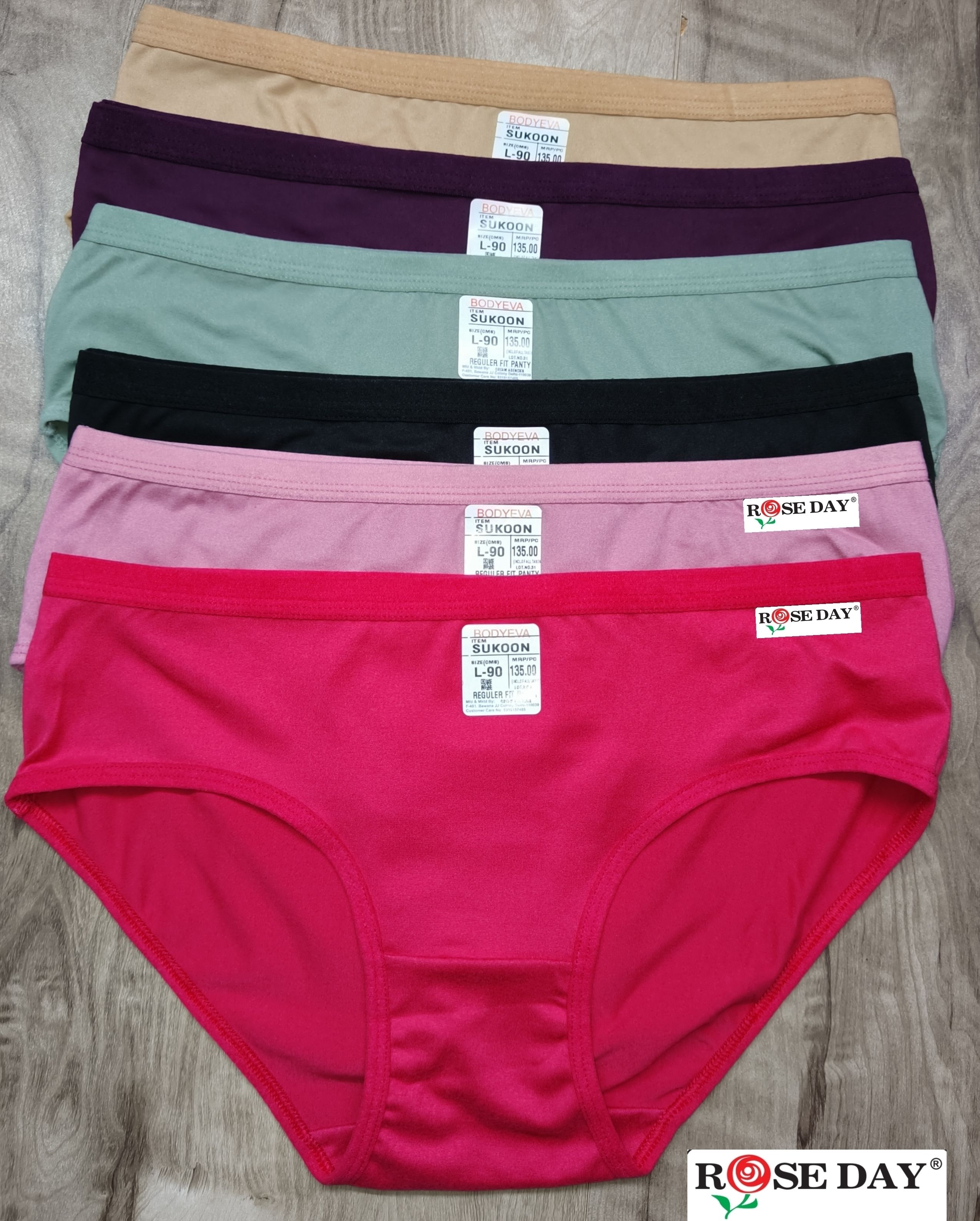 Pack of 6 Women Hipster Pink, Black, Green, Beige, Maroon, Blue Panty