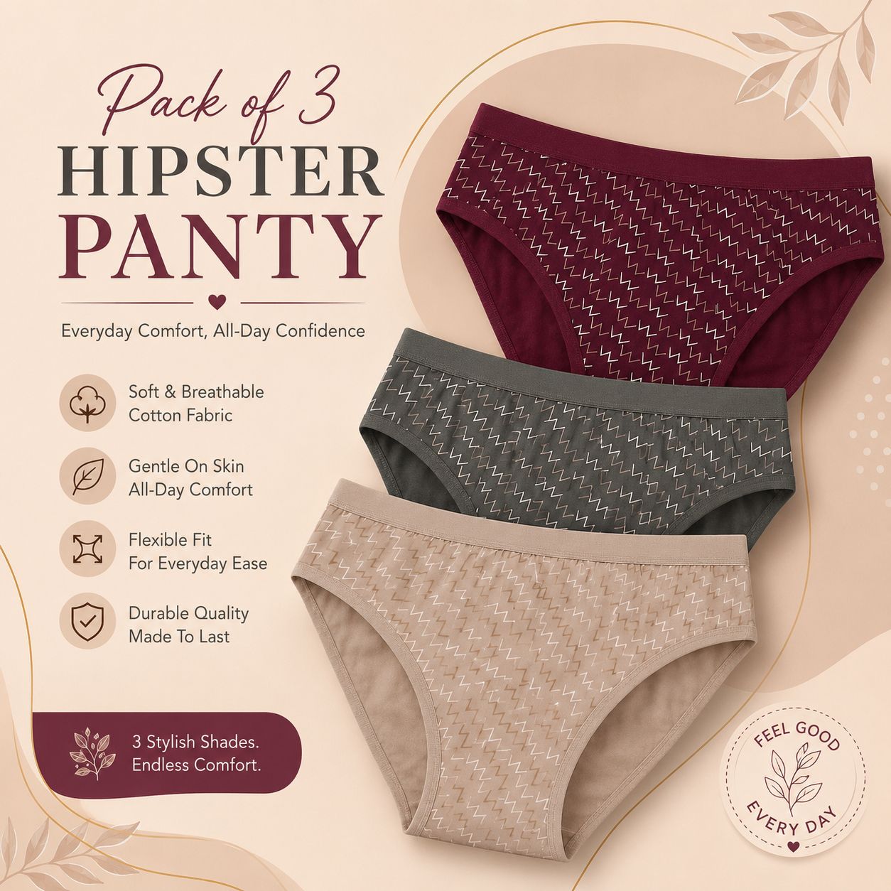 houseofcommon Pack of 3 Women Hipster Multicolor Panty-picture-29