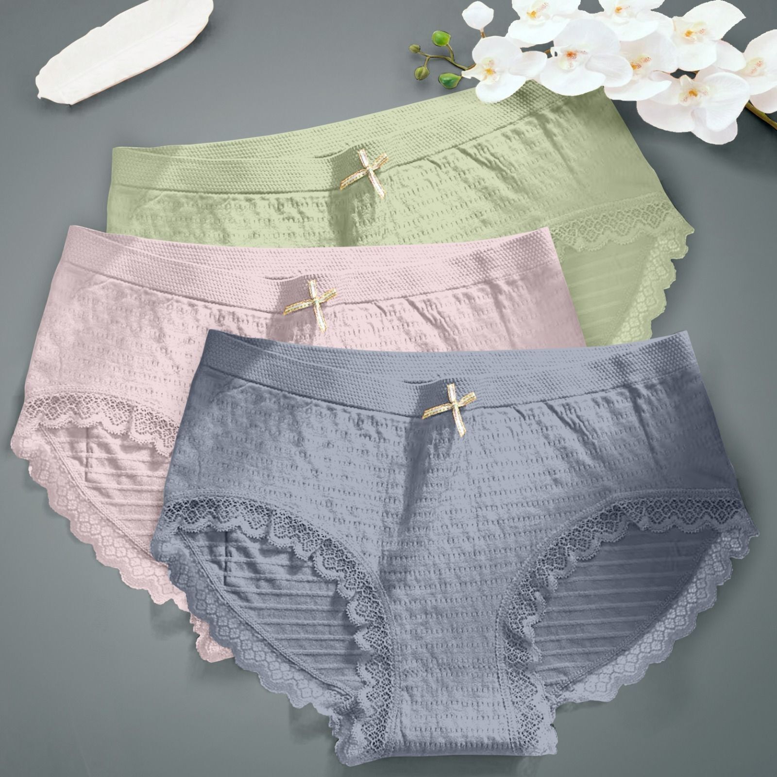 Women Hipster Light Green, Pink, Grey Panty-image-43