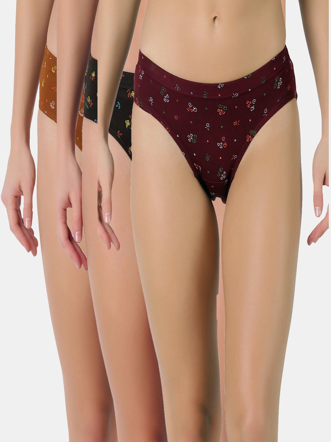 Pack of 3 Dollar Lehar Super Combed Cotton Women's Printed Solid Panty Women Hipster Multicolor Panty
